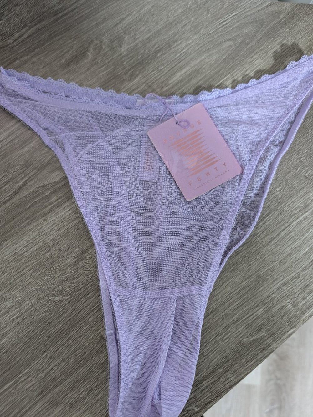 NWT Savage X Fenty Mesh Crotchless High Leg Bikini - M